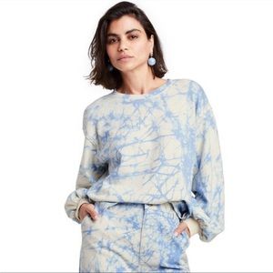 Rachel Comey Blue and Cream Marble Print Womens Sweater XL